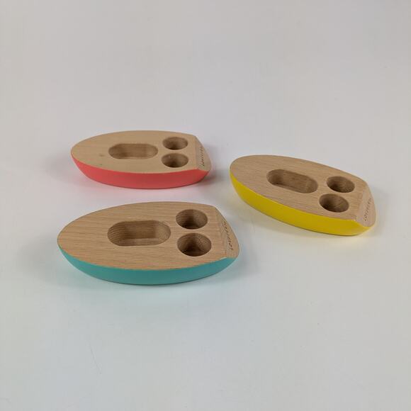 Lovevery Pattern Match Boats Replacement Boats Red Yellow Blue Wood Toys - Picture 1 of 4